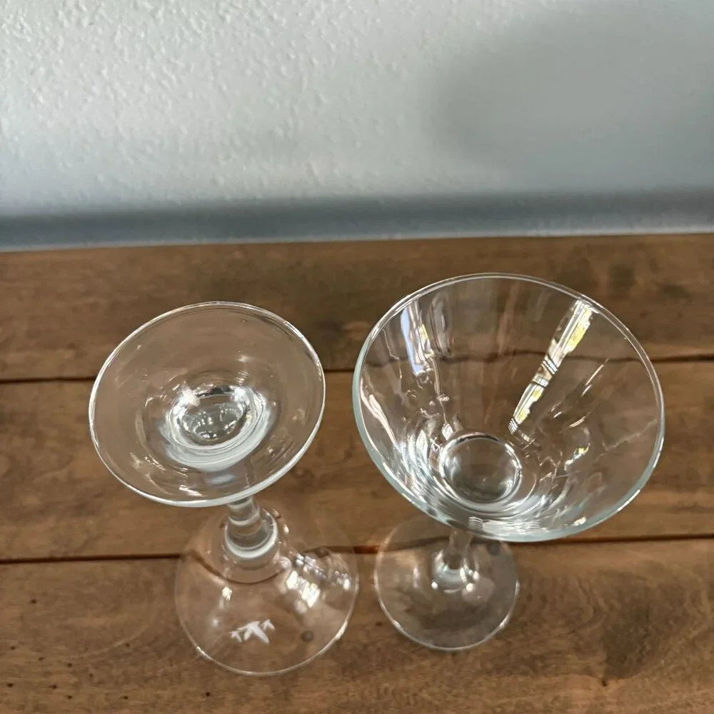 Grey Goose Vodka Martini Glass Set of 2 Glasses Etched Logo Stemmed‎ 6.75 In